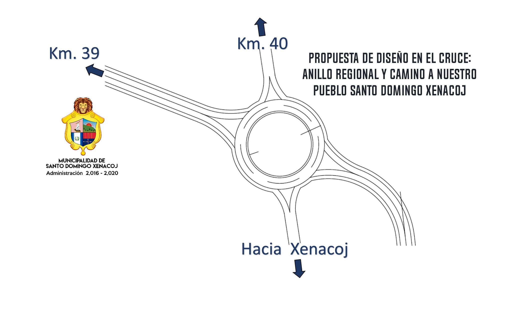 Propuesta de diseño en el cruce entre Anillo Regional y carretera hacia Santo Domingo Xenacoj. Foto: Municipalidad de Xenacoj